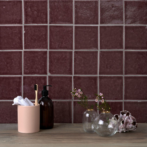 Halcyon Carmine- Hand made tile