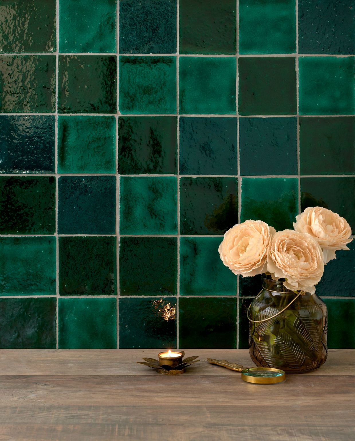 Kensington Victorian Green - Hand made tile