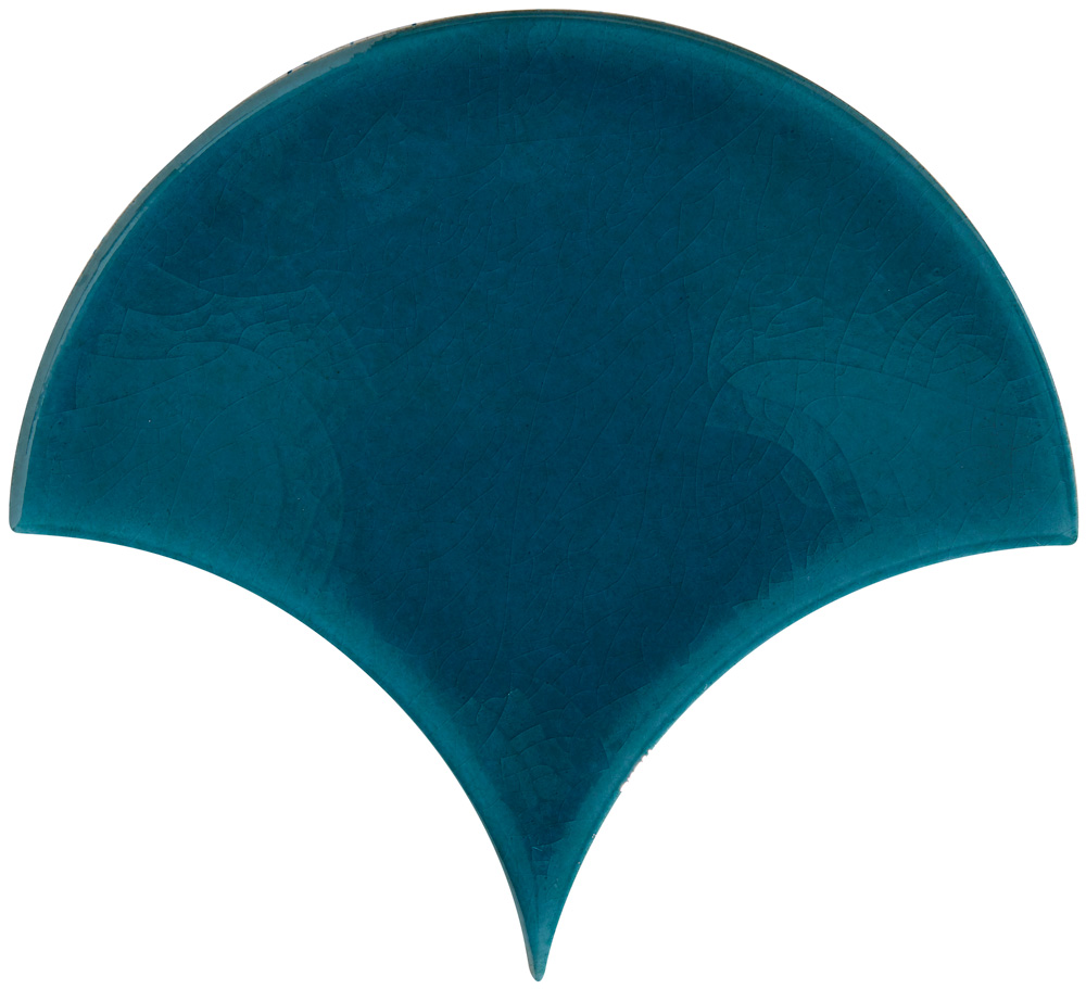 Soho - So Teal Scallops - Hand made tile