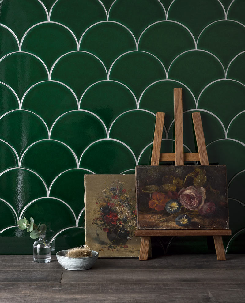 Soho - So Emerald Scallop - Hand made tile