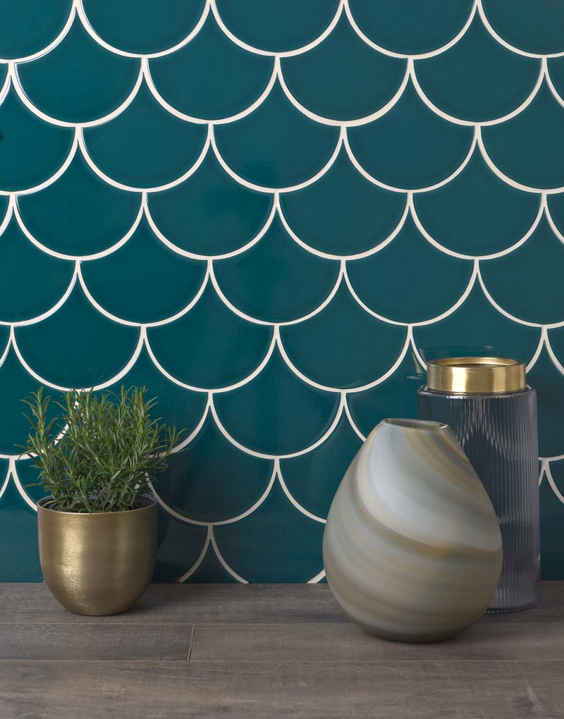 Soho - So Sapphire Scallop - Hand made tile