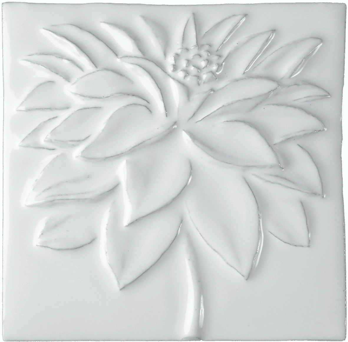 Impressions - Botanical Dahlia White - hand made by Tiles of Stow
