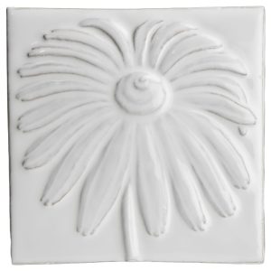 Impressions - Botanical Daisy White - hand made by Tiles of Stow
