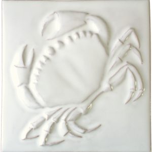 Impressions - Fruits de Mer Crab White Hand made by Tiles of Stow