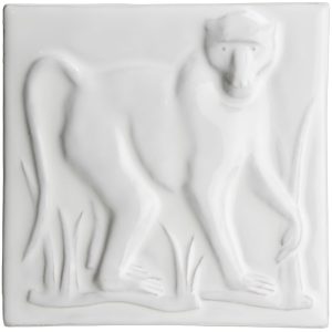 Grasslands Baboon White - hand made by Tiles of Stow