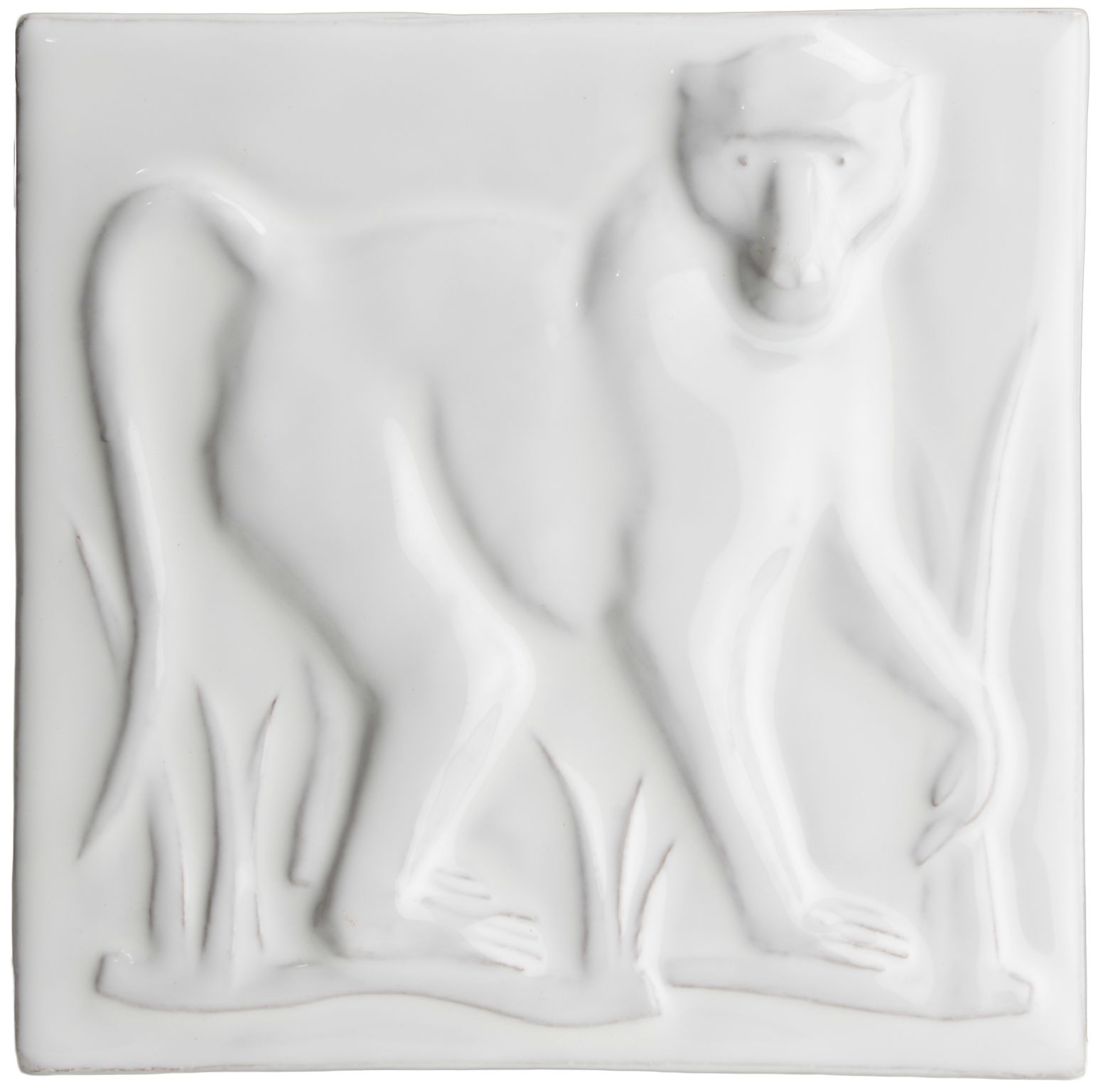 Grasslands Baboon White - hand made by Tiles of Stow