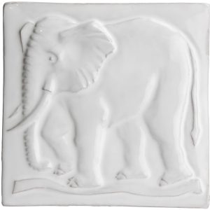 Grasslands Elephant White - hand made by Tiles of Stow