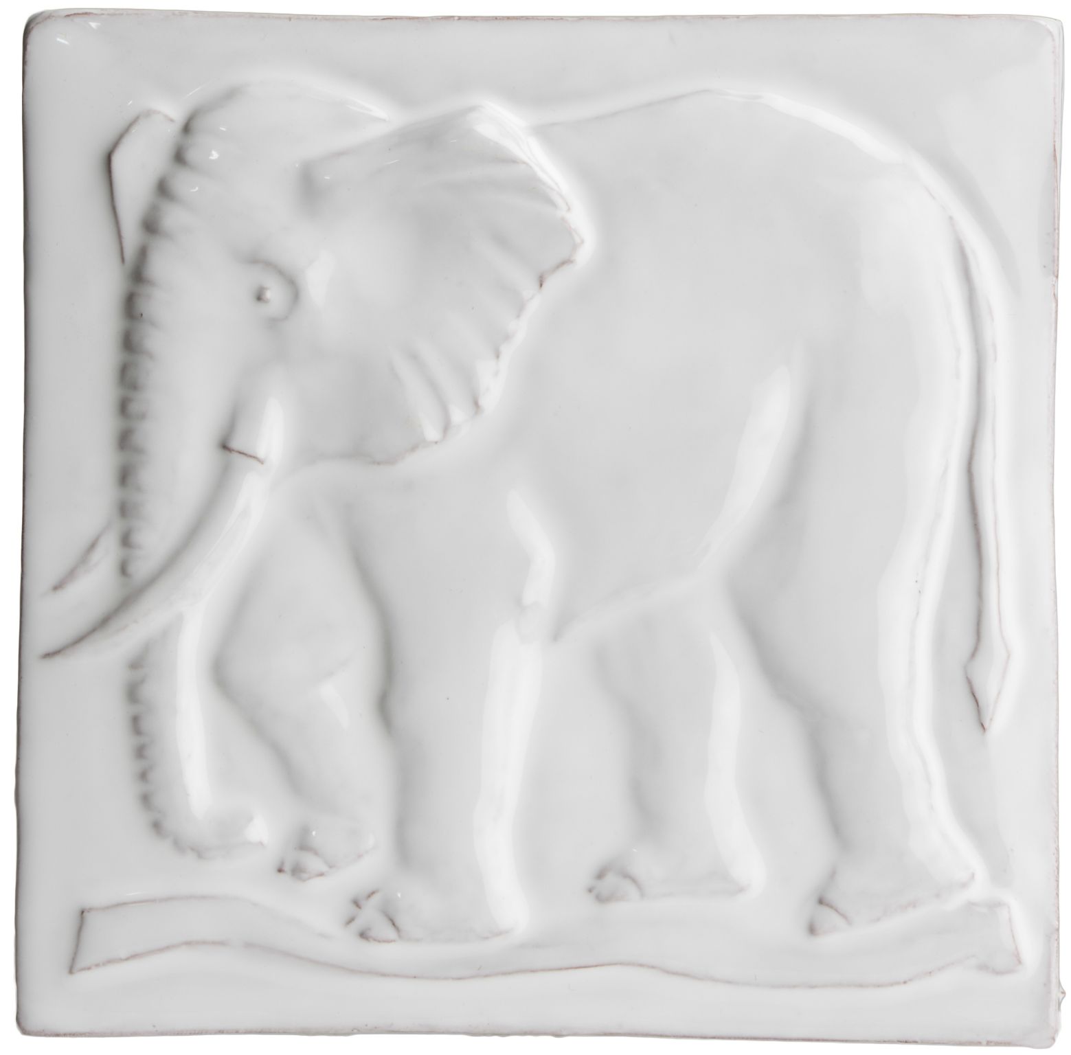 Grasslands Elephant White - hand made by Tiles of Stow