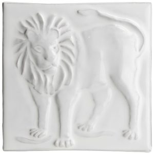 Grasslands Lion White - hand made by Tiles of Stow