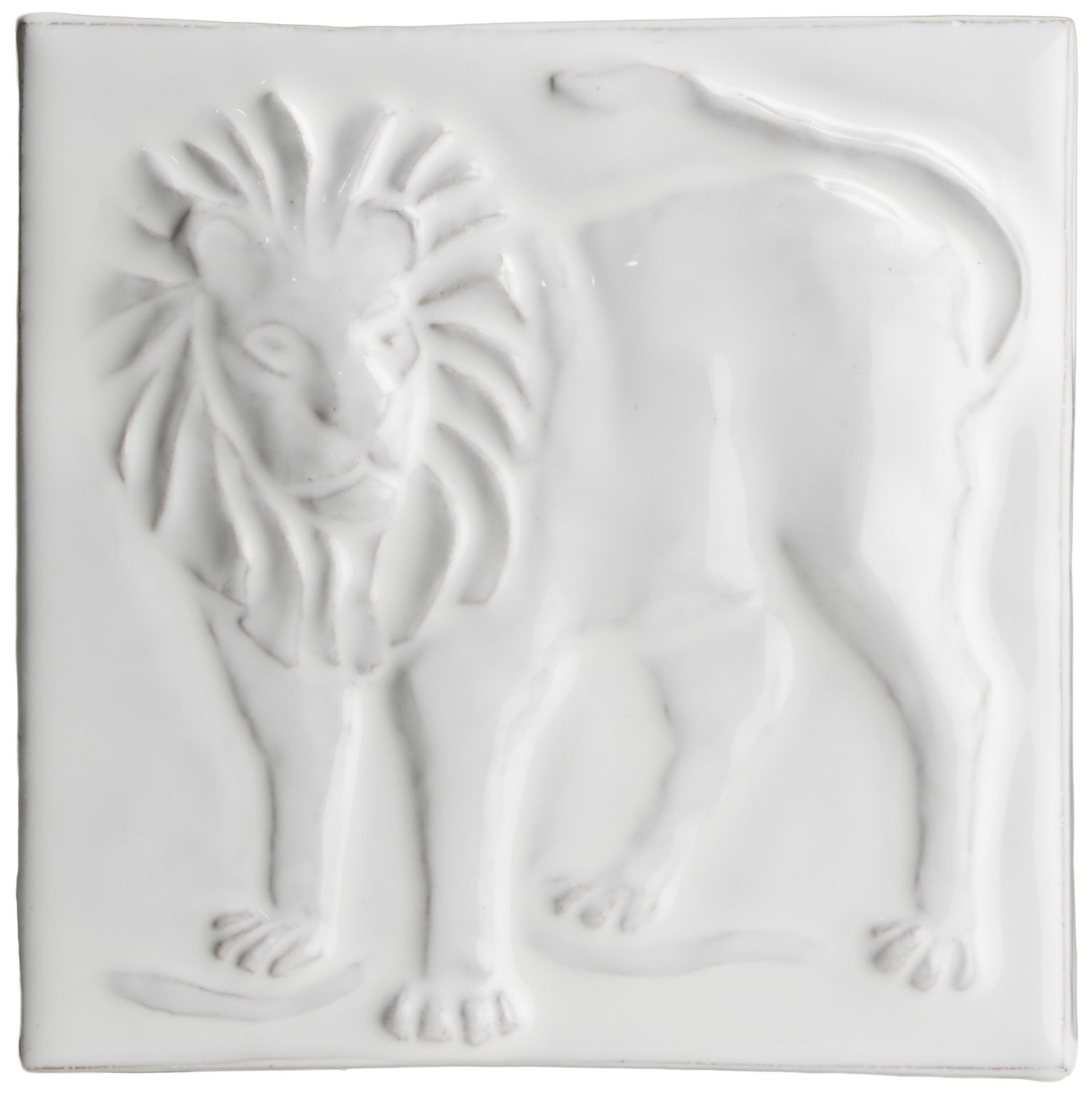 Grasslands Lion White - hand made by Tiles of Stow