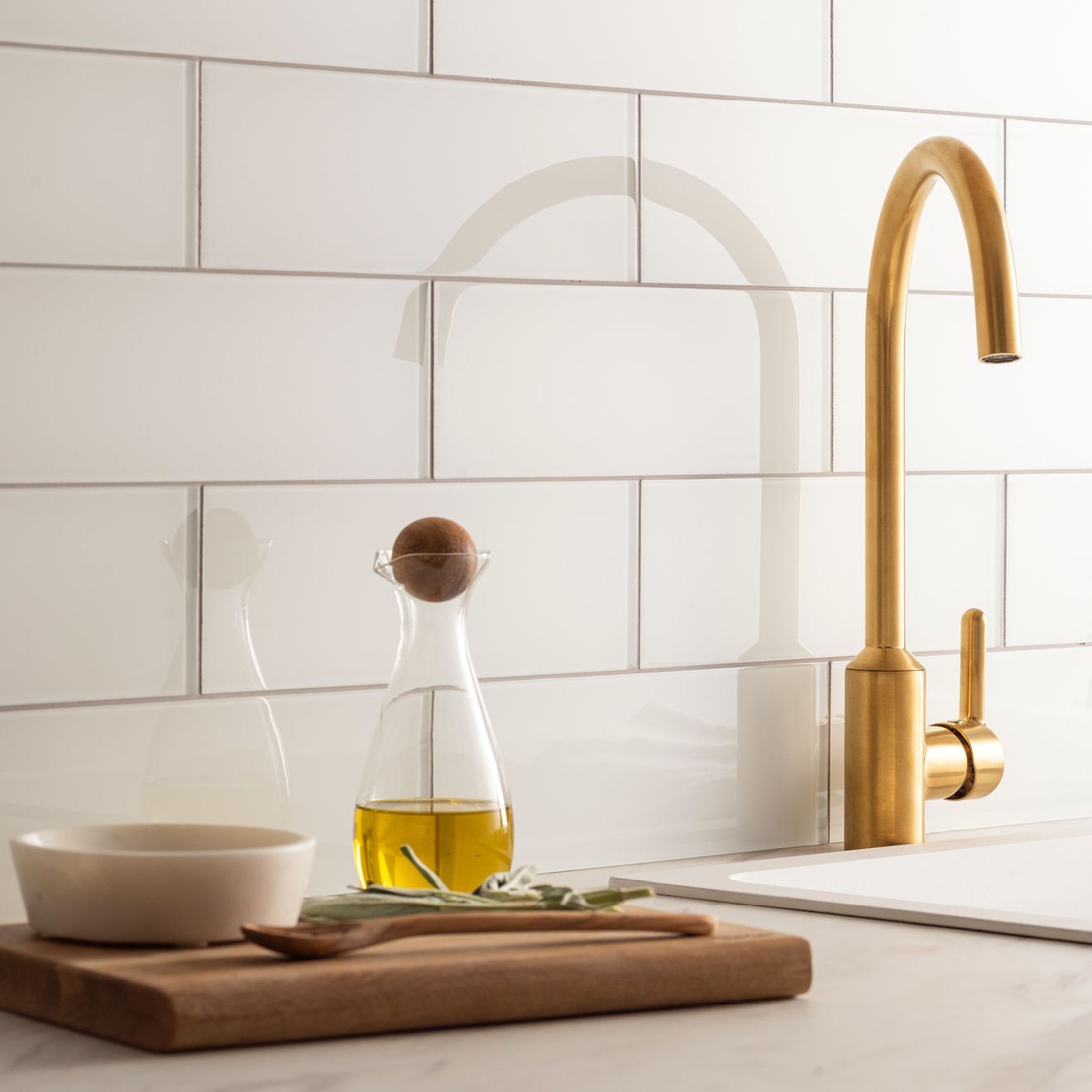 Clear Glass Long Brick Tiles - Arctic - Image 2