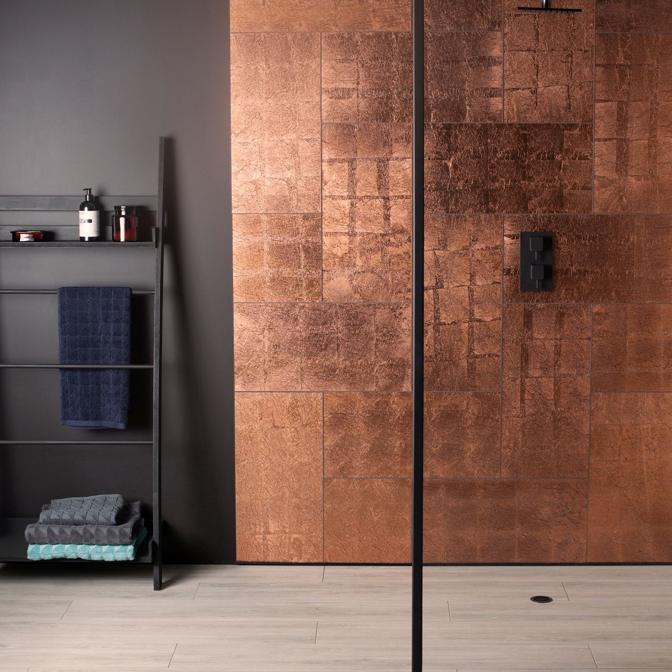 Large Format Decorative Glass Tiles - Copper Leaf Bold - Image 3