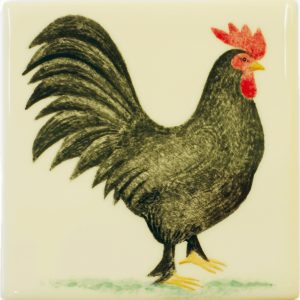 Hand painted Tiles - Langshan cock - Tiles of Stow