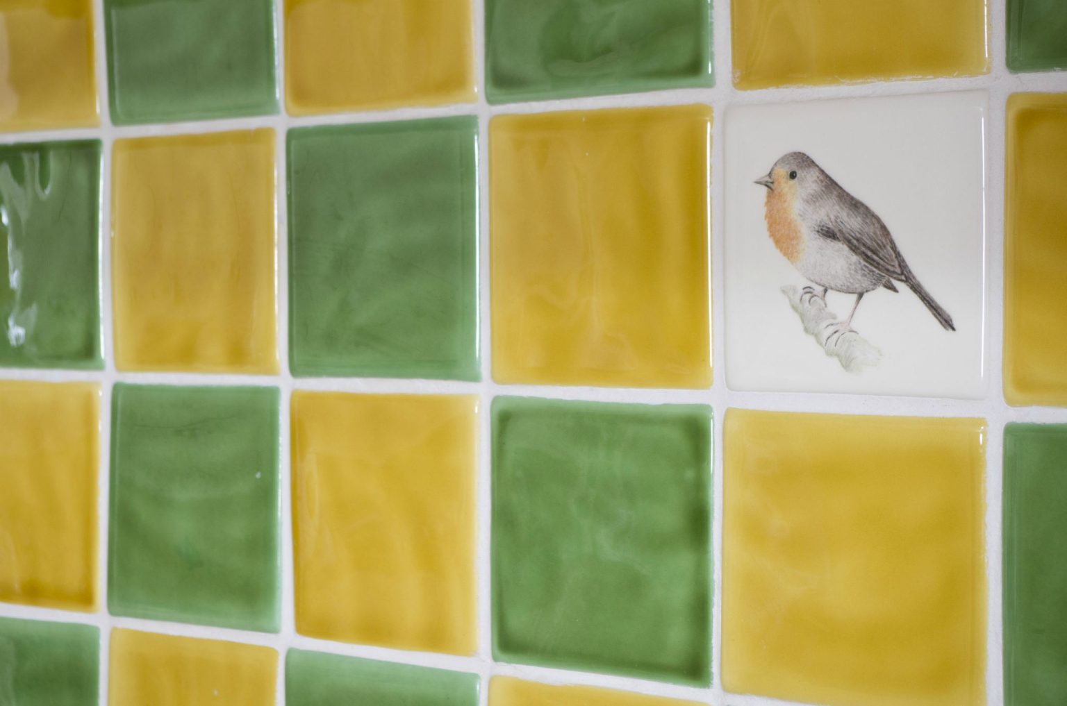Hand painted tiles Garden Birds Robin Tiles of Stow