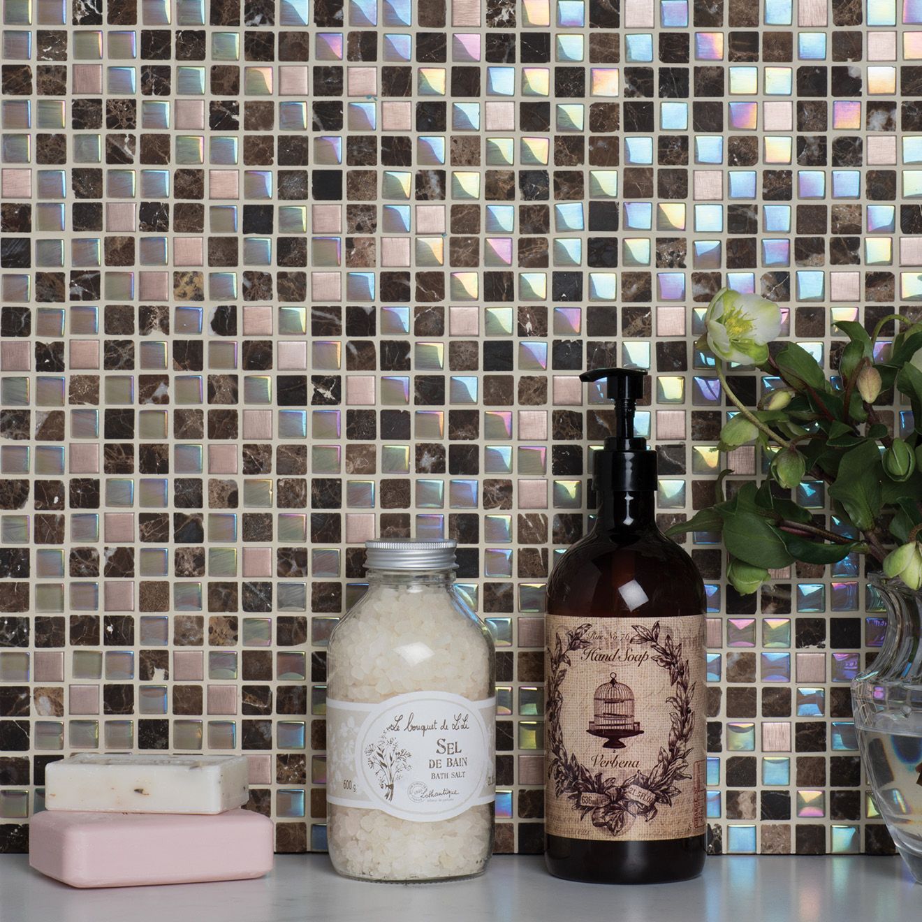Cream & Brown Mosaics - Divine Mixed Materials Mosaic - Image 2