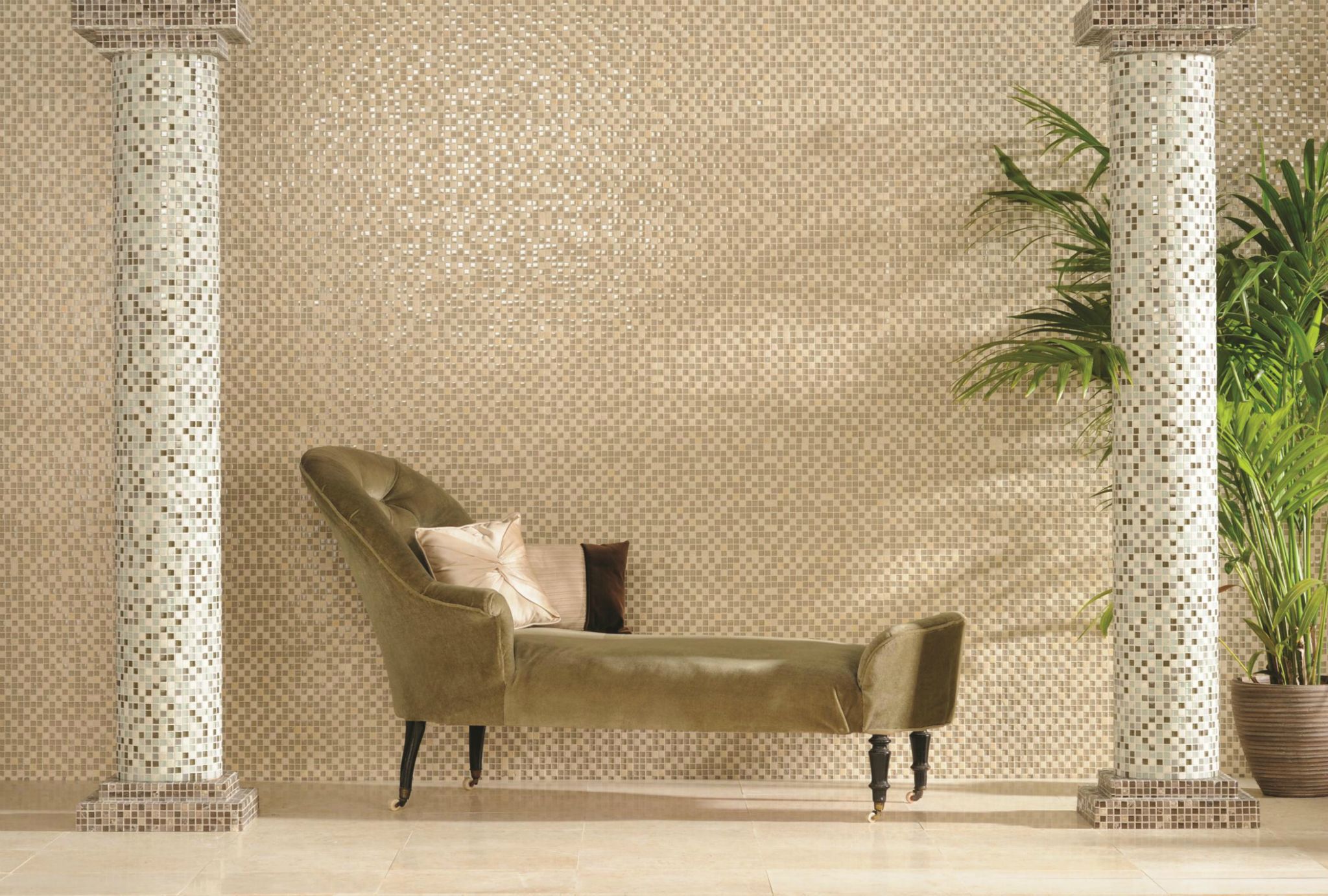 Cream & Brown Mosaics - Golpo Mixed Materials Mosaic - Image 2