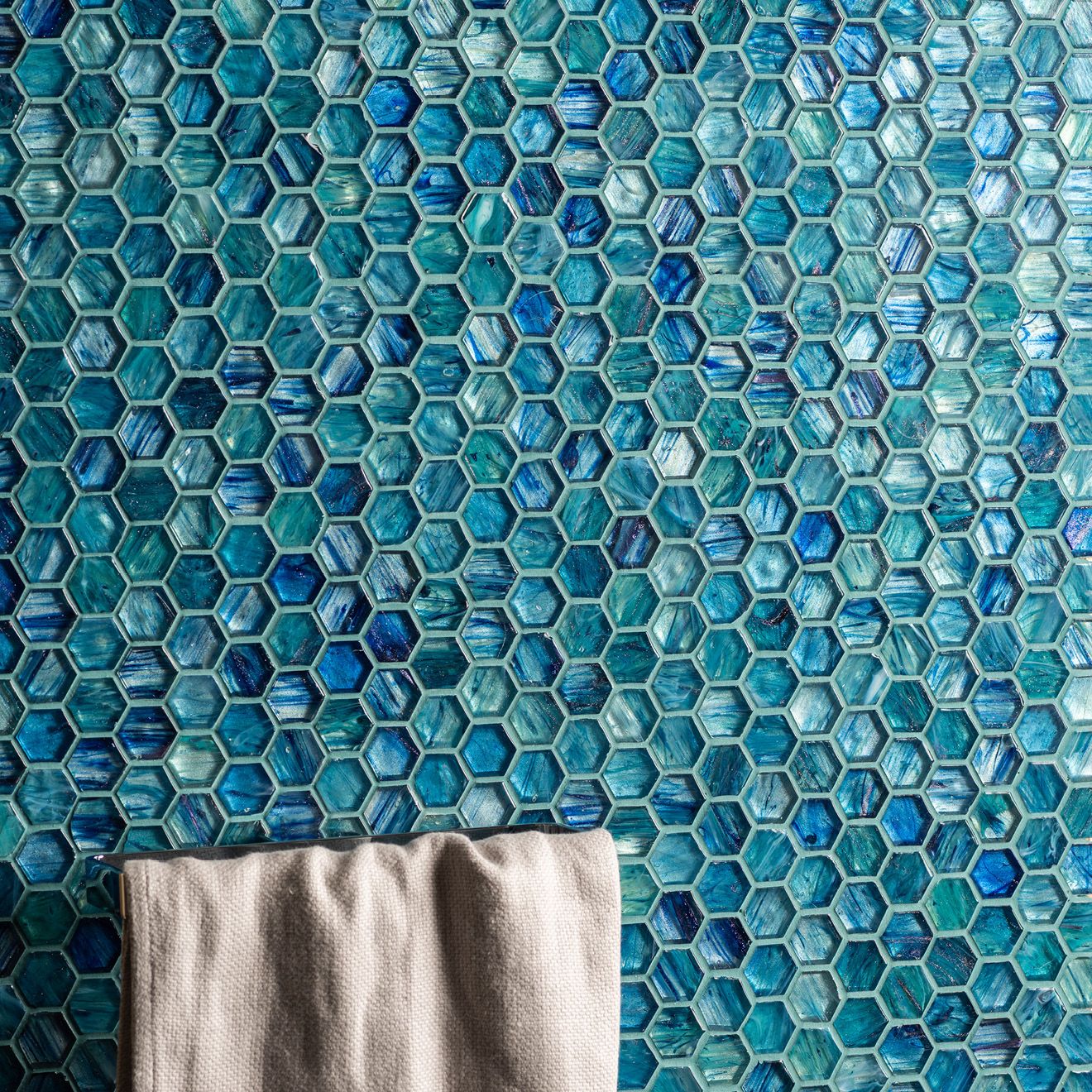 Blue Mosaics - Jaipur Hexagon Glass Mosaic - Image 2