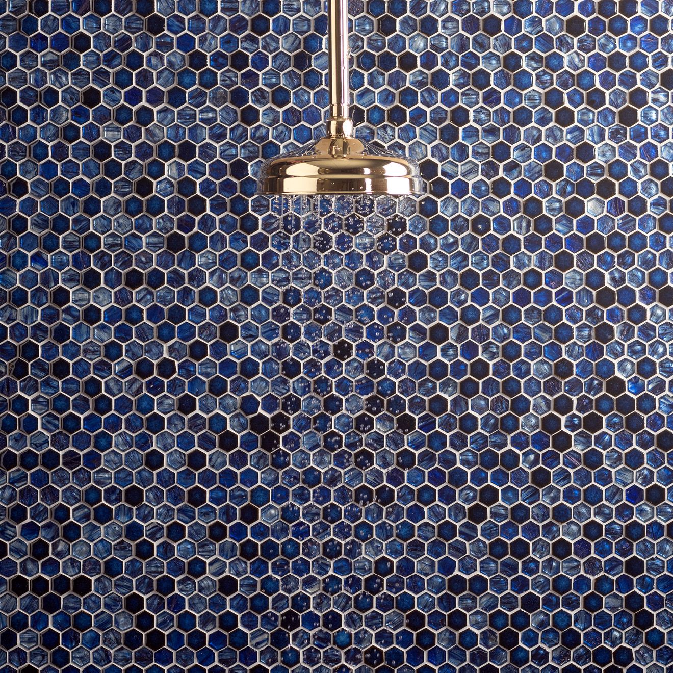 Blue Mosaics - Lazuli Glass and Ceramic Hexagon Mosaic - Image 2