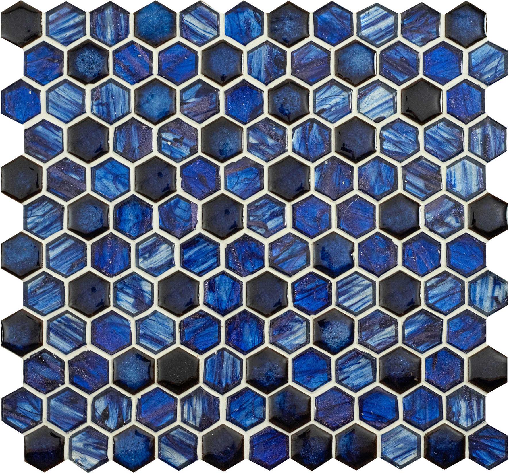 Blue Mosaics - Lazuli Glass and Ceramic Hexagon Mosaic
