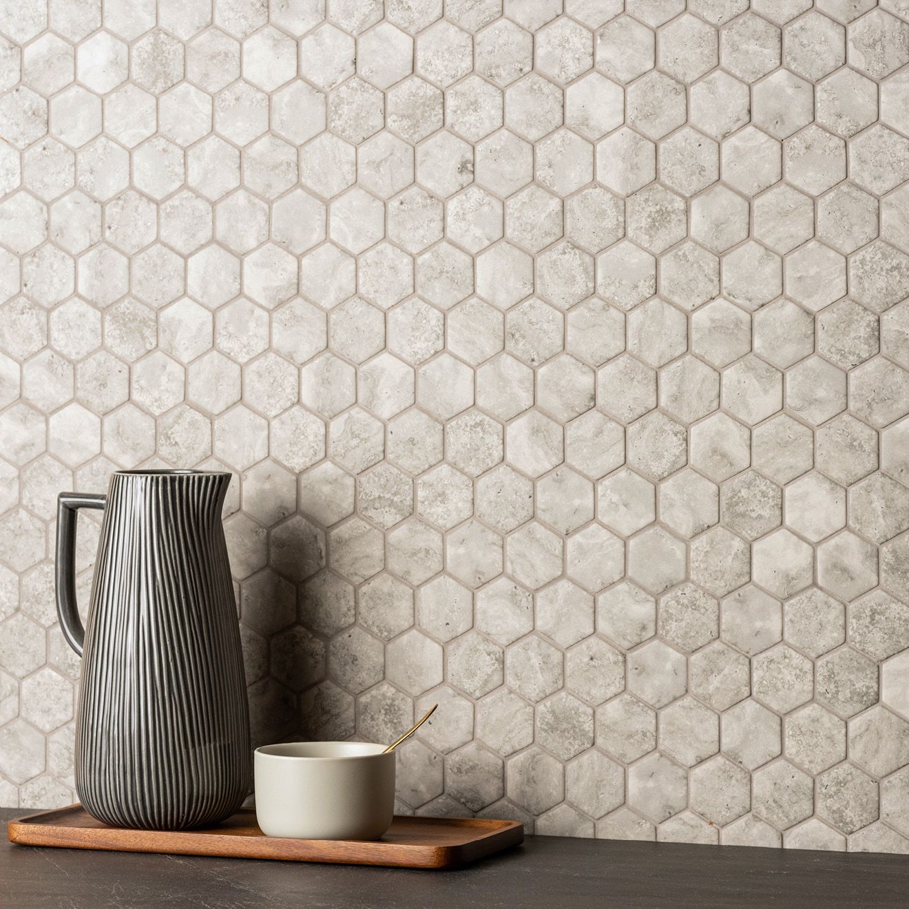 Grey and Black Mosaics - Murano Grey Recycled Glass Mosaic - Image 2