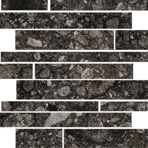 Porcelain Floor Tiles - Norway Svart Long Tile Mosaic 30x30