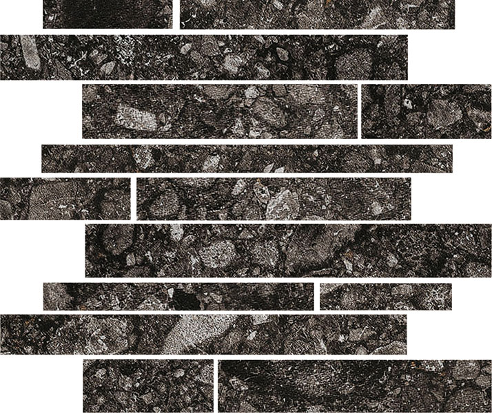 Porcelain Floor Tiles - Norway Svart Long Tile Mosaic 30x30