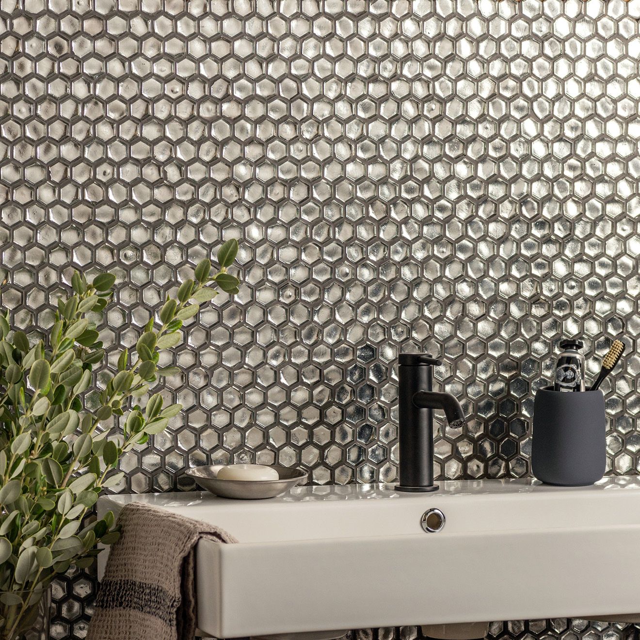 Grey and Black Mosaics - Panaji Glass Mosaic - Image 2