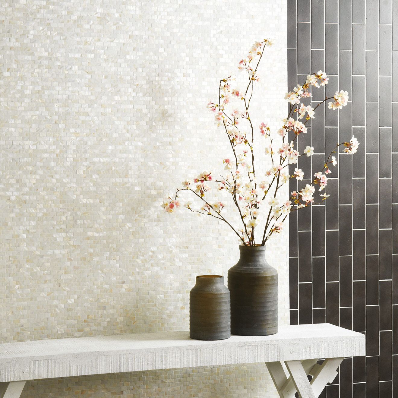 White Mosaics - Pearl Brickbond Shell Mosaic - Image 2