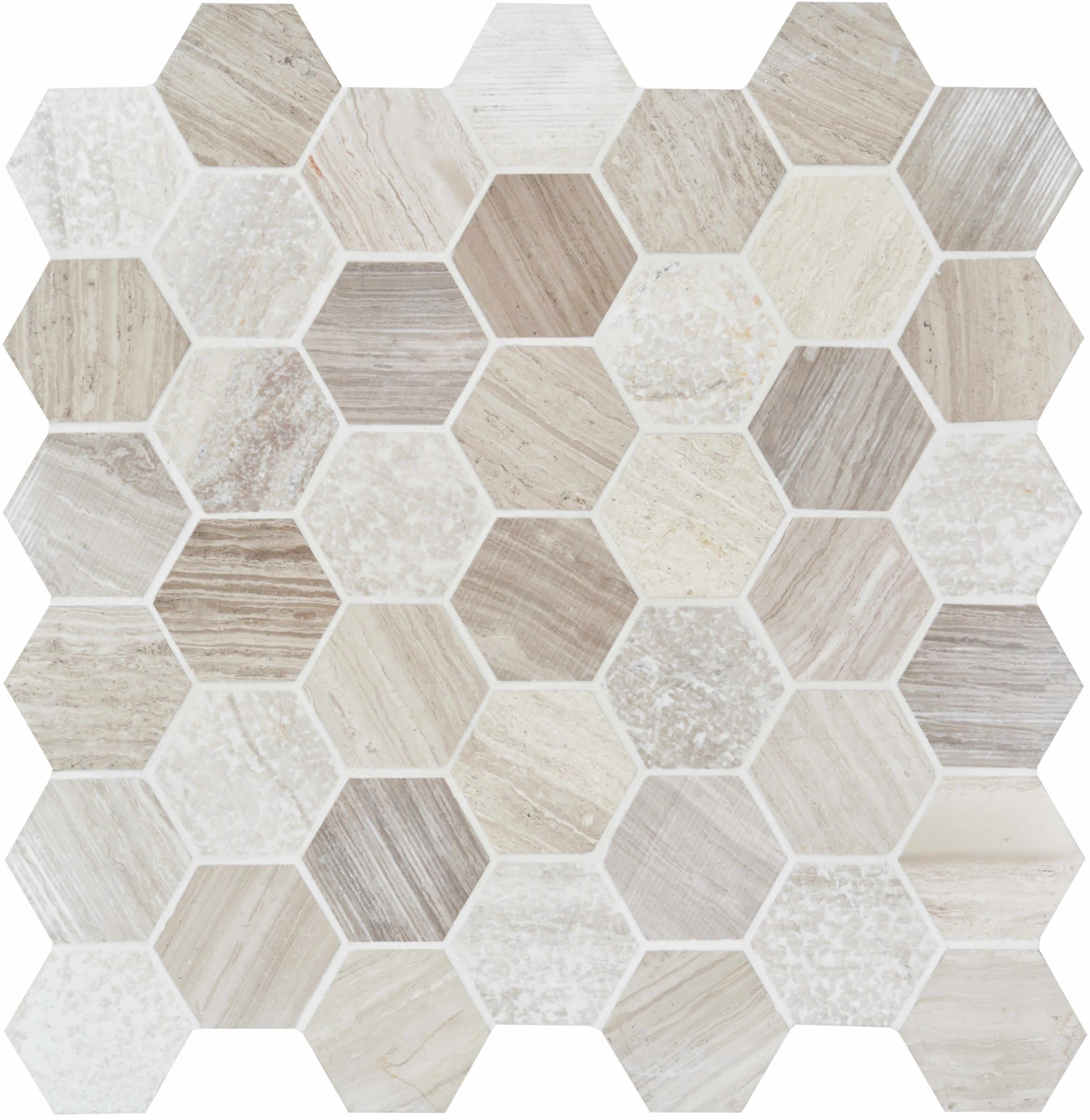 Stone Mosaics - Perla Large Hexagon Stone Mosaic