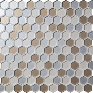 Cream & Brown Mosaics - Selene Glass Hexagon Mosaic