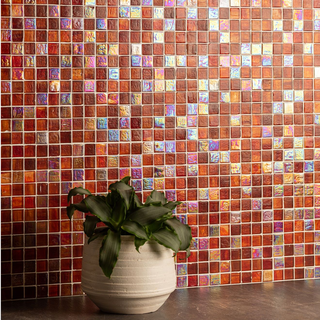 Red and Orange Mosaics - Utopia Iridescent Glass Mosaic - Image 2
