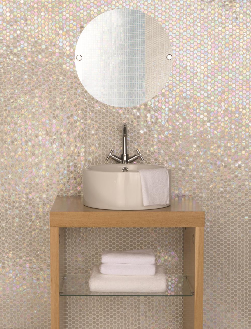 White Mosaics - White Lady Iridescent Glass Mosaic - Image 2