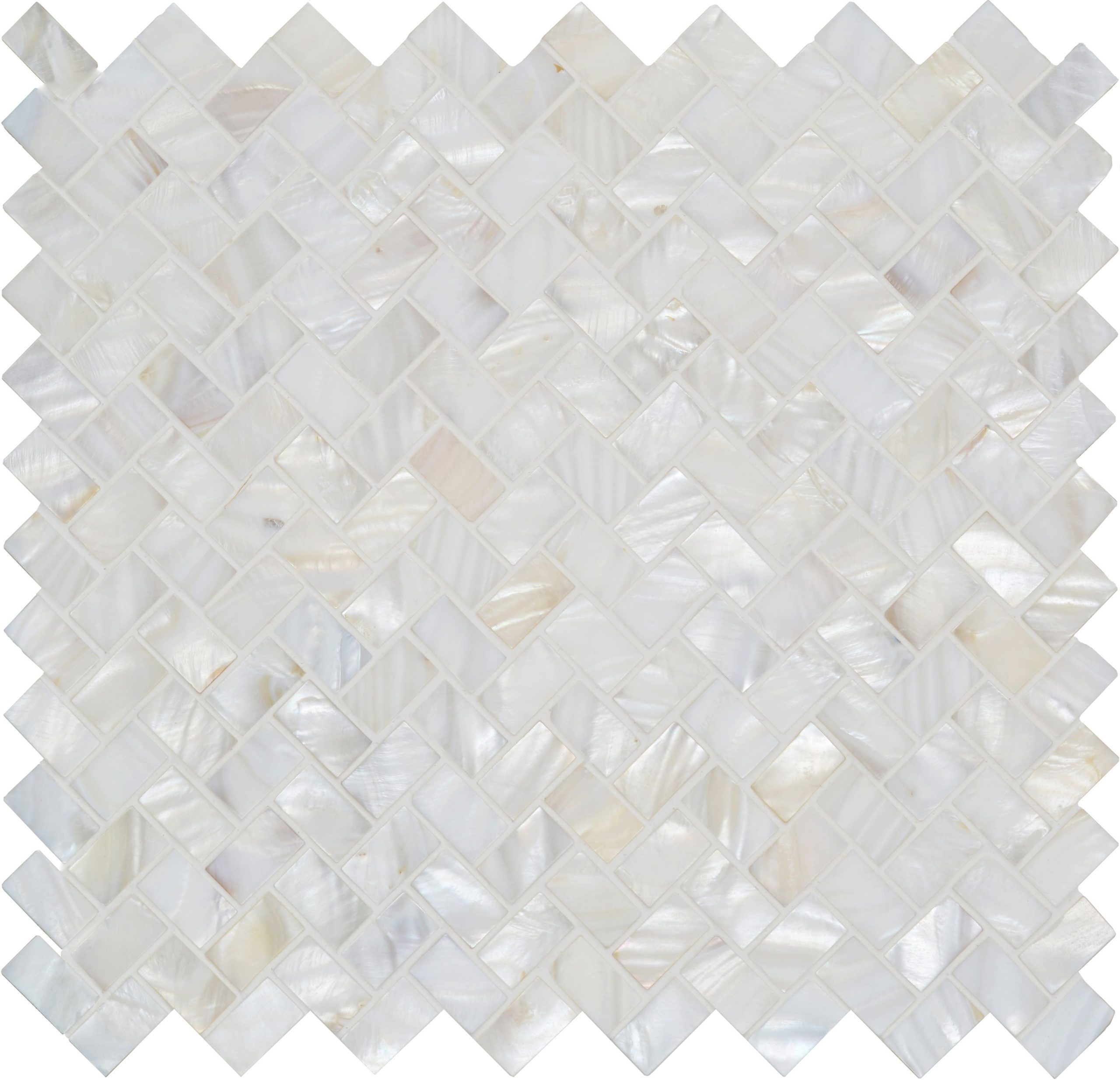 White Mosaics - White Pearl Herringbone Shell Mosaic
