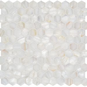 White Mosaics - White Pearl Hexagon Shell Mosaic