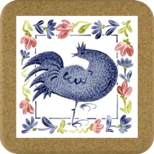 Birds & Flowers Tile Mats - Cockerel