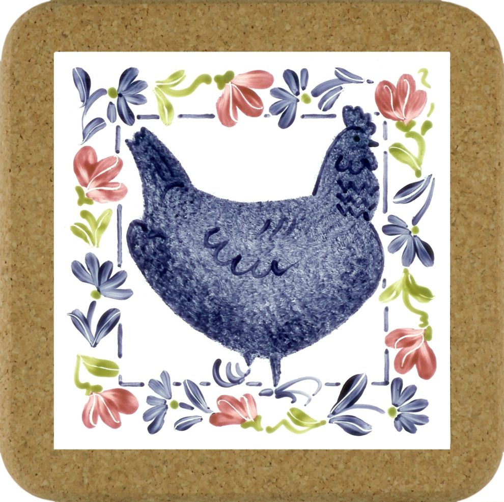 Birds & Flowers Tile Mats - Hen