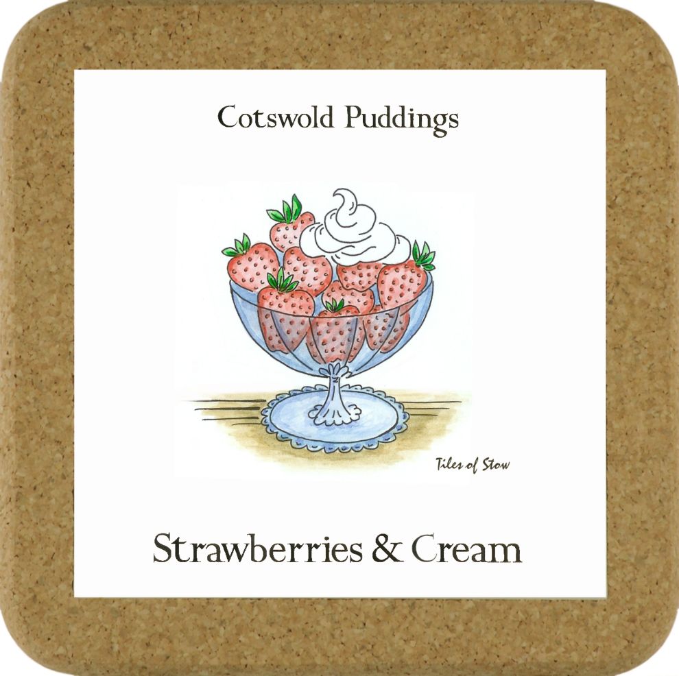 Pudding Tile Mats - Strawberries & Cream