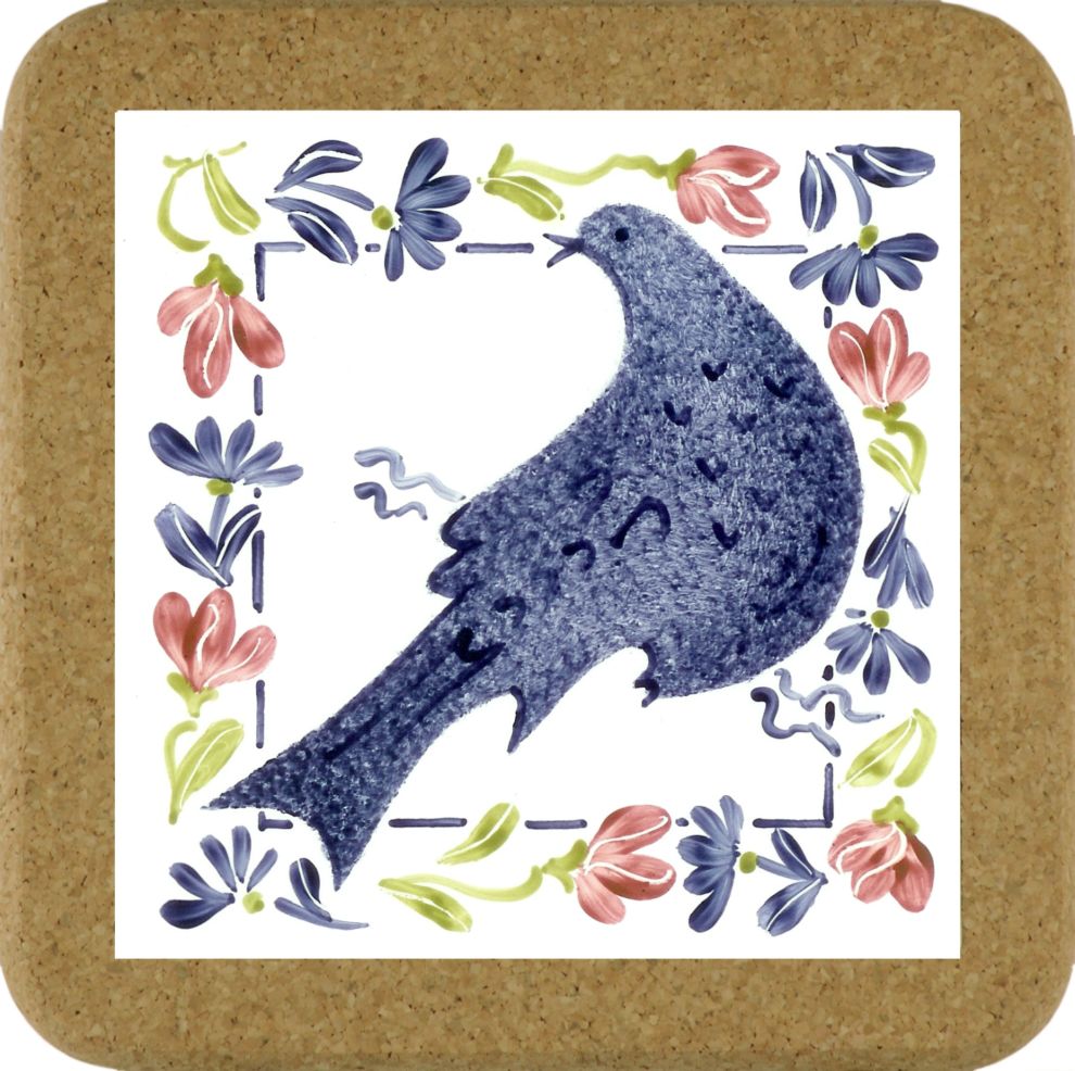 Birds & Flowers Tile Mats - Dove