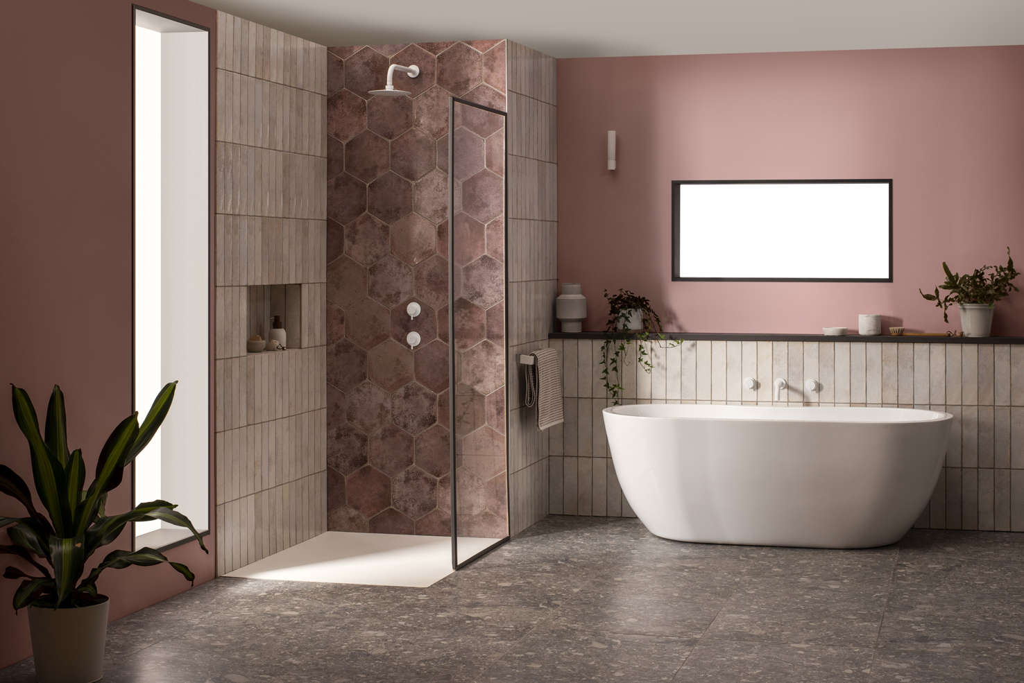 Oken Hexagon Wall Tiles - Garnet - Image 2