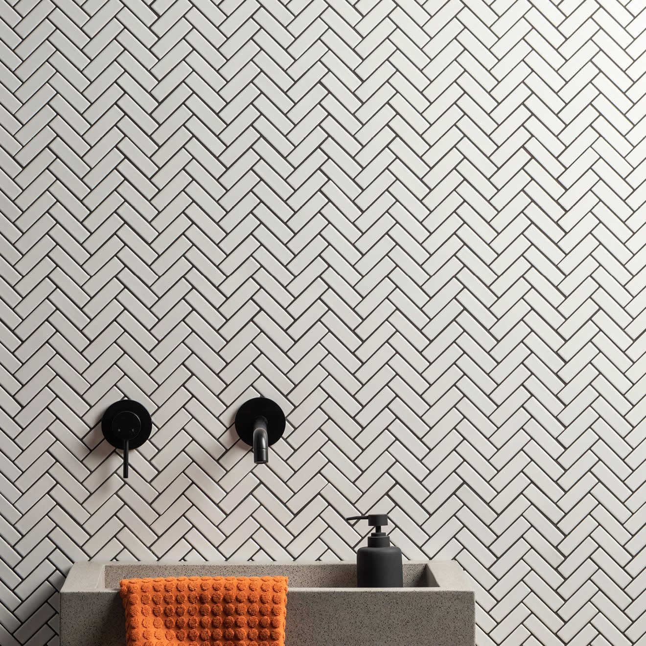 White Mosaics - Satin White Chevron - Image 2