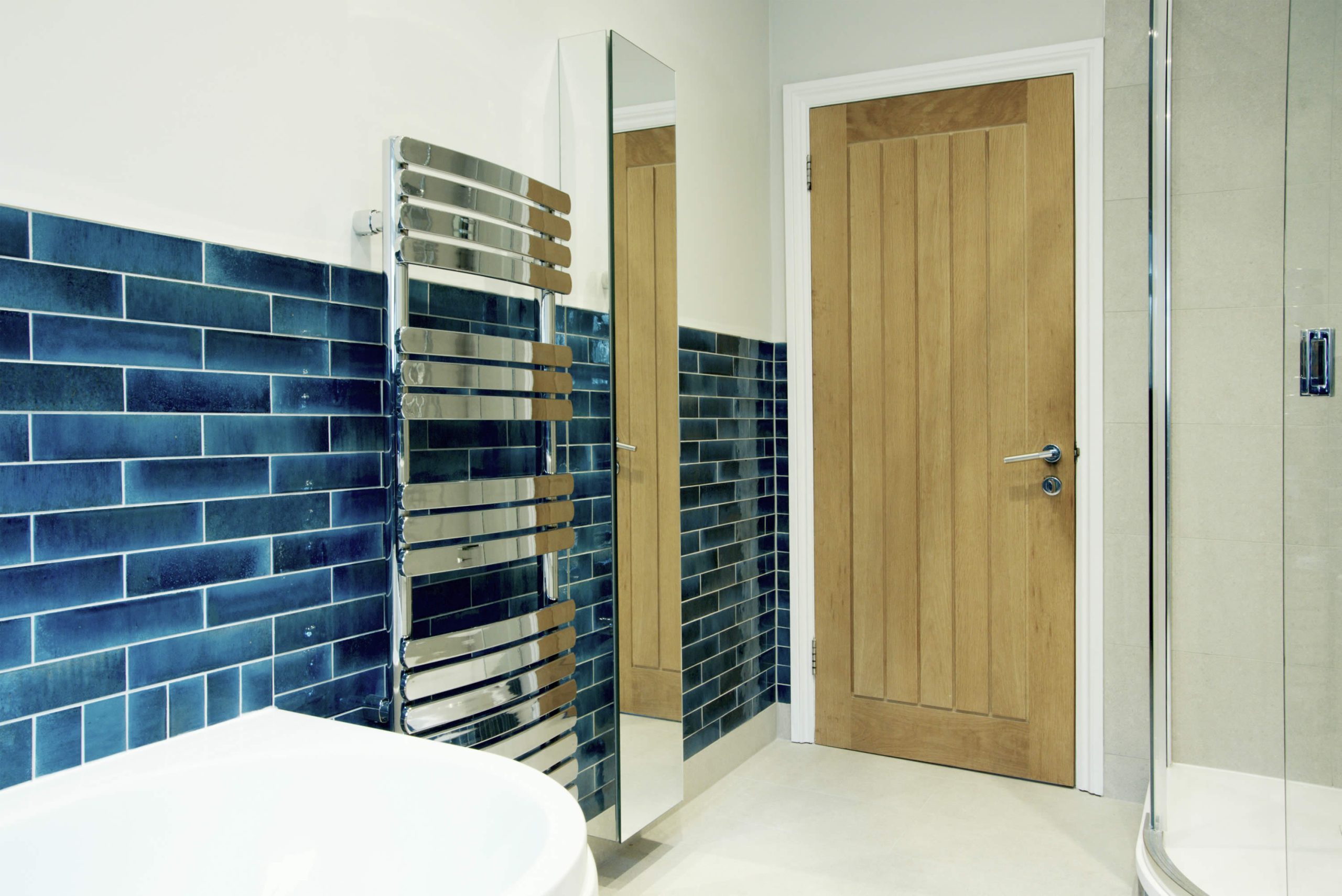 La Lune Mid Blue Porcelain Wall Tiles & K-One Silver Wall & Floor Tiles