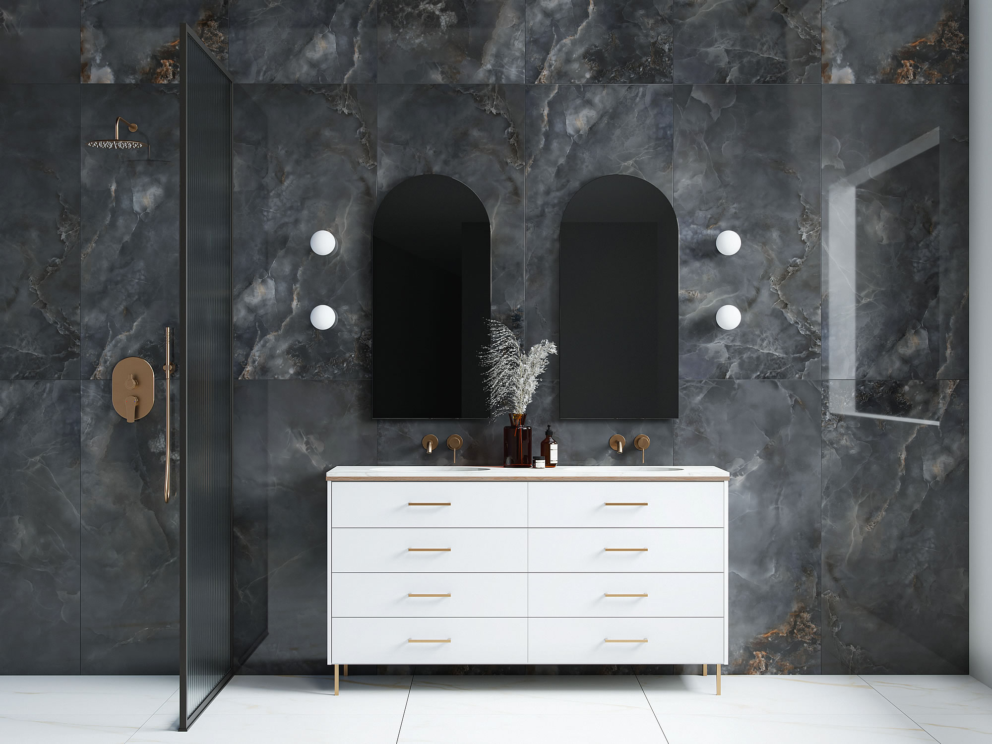 Cumulus Navy polished large format porcelain