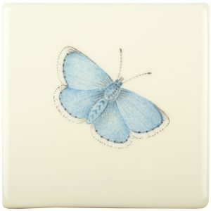 Hand painted Tiles - Bugs & Insects Bee Meadow Blue Butterfly 2 - Tiles of Stow