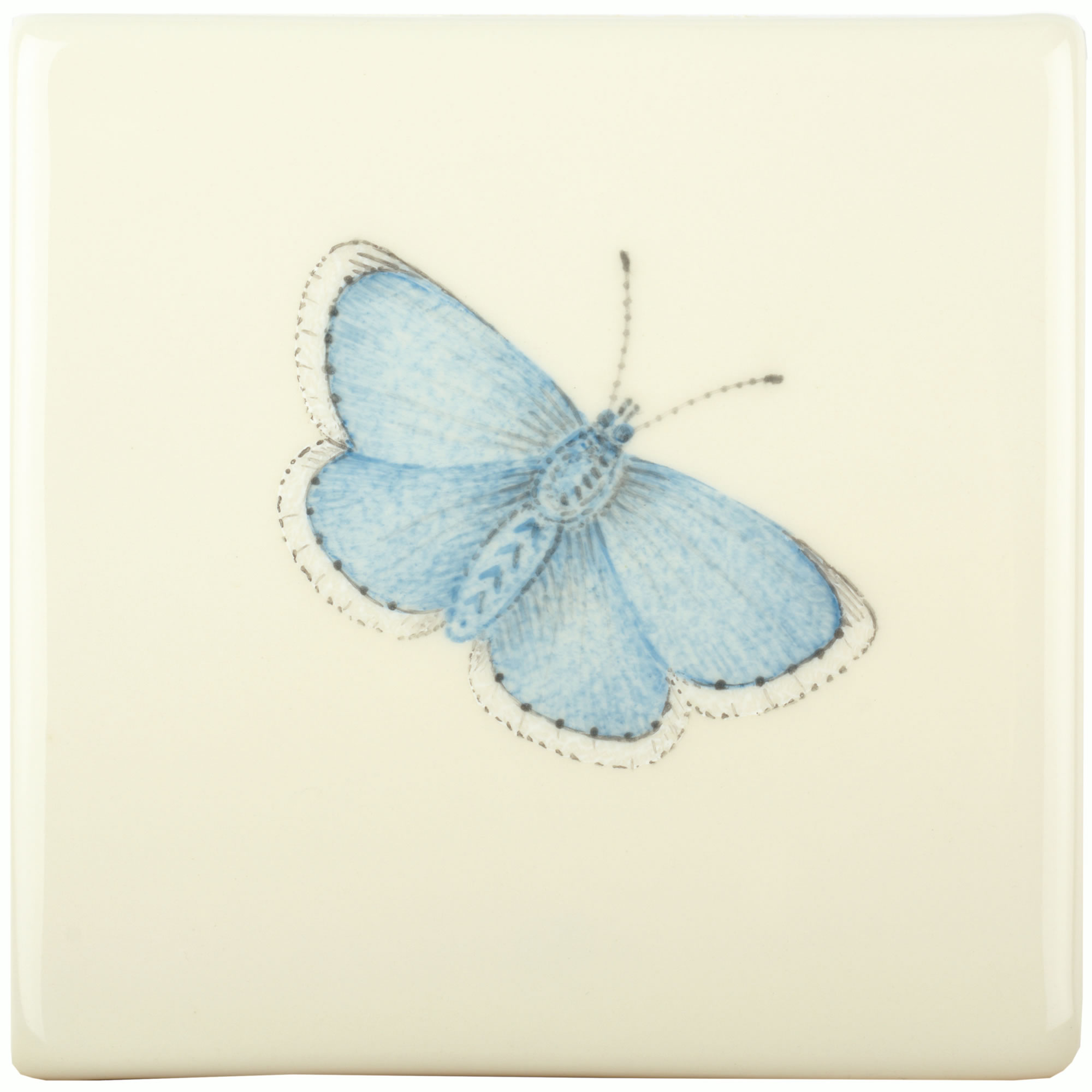 Hand painted Tiles - Bugs & Insects Bee Meadow Blue Butterfly 2 - Tiles of Stow