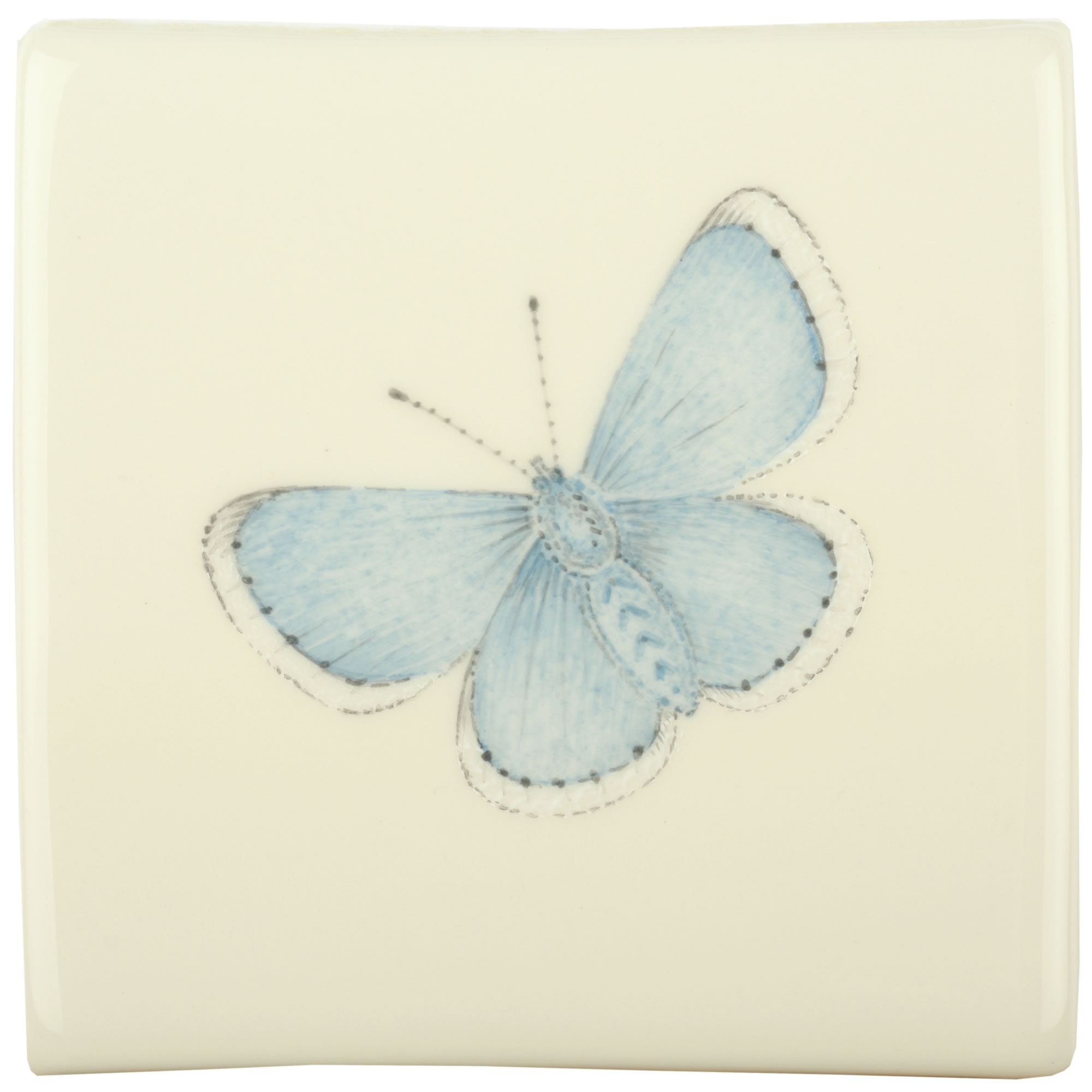 Hand painted Tiles - Bugs & Insects Bee Meadow Blue Butterfly 3 - Tiles of Stow