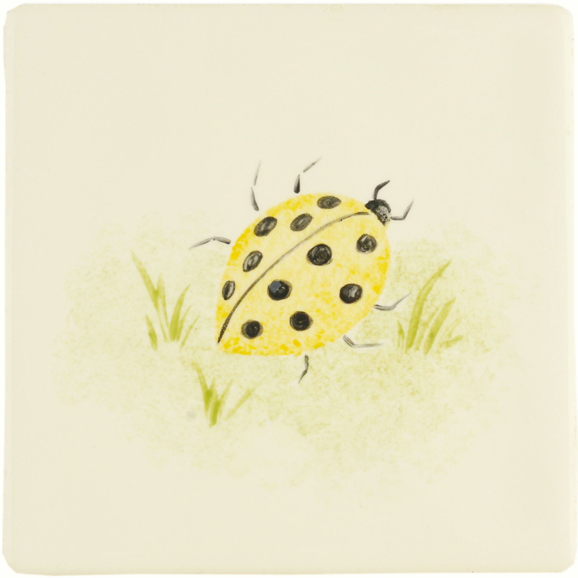 Hand painted Tiles - Bugs & Insects Yellow Ladybird - Tiles of Stow