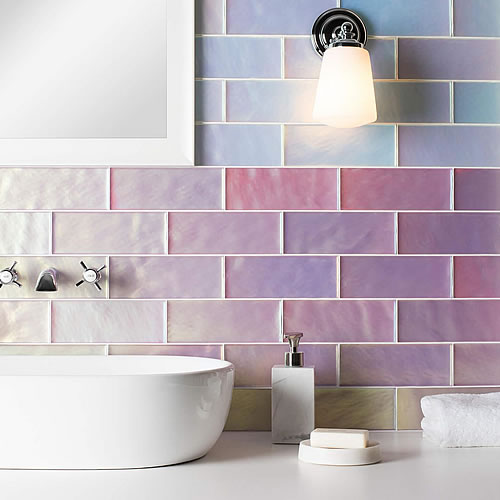 Radiance Iridescent Glass Brick Tiles